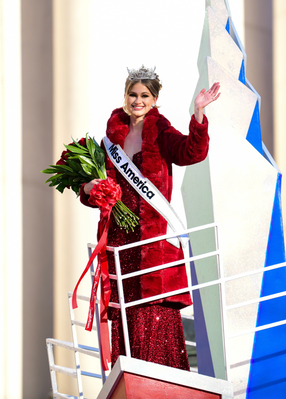 Stanke rides atop of a float at the annual Macy’s Thanksgiving Day Parade (November 2023). Photo courtesy of Mack Hopper.